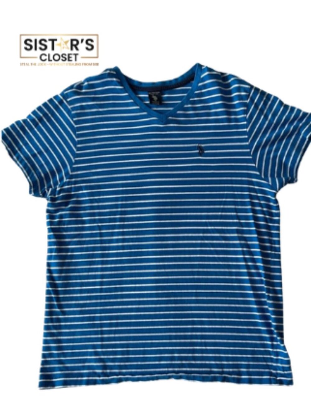 US Polo Assn Blue Striped Men's Shirt Medium